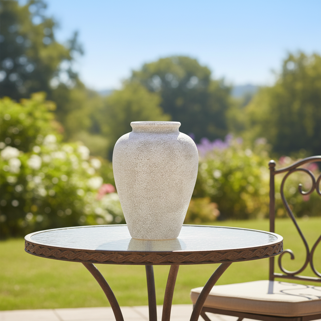 Dusti Ceramic Textured Vase with Rounded Body & Tapered Neck