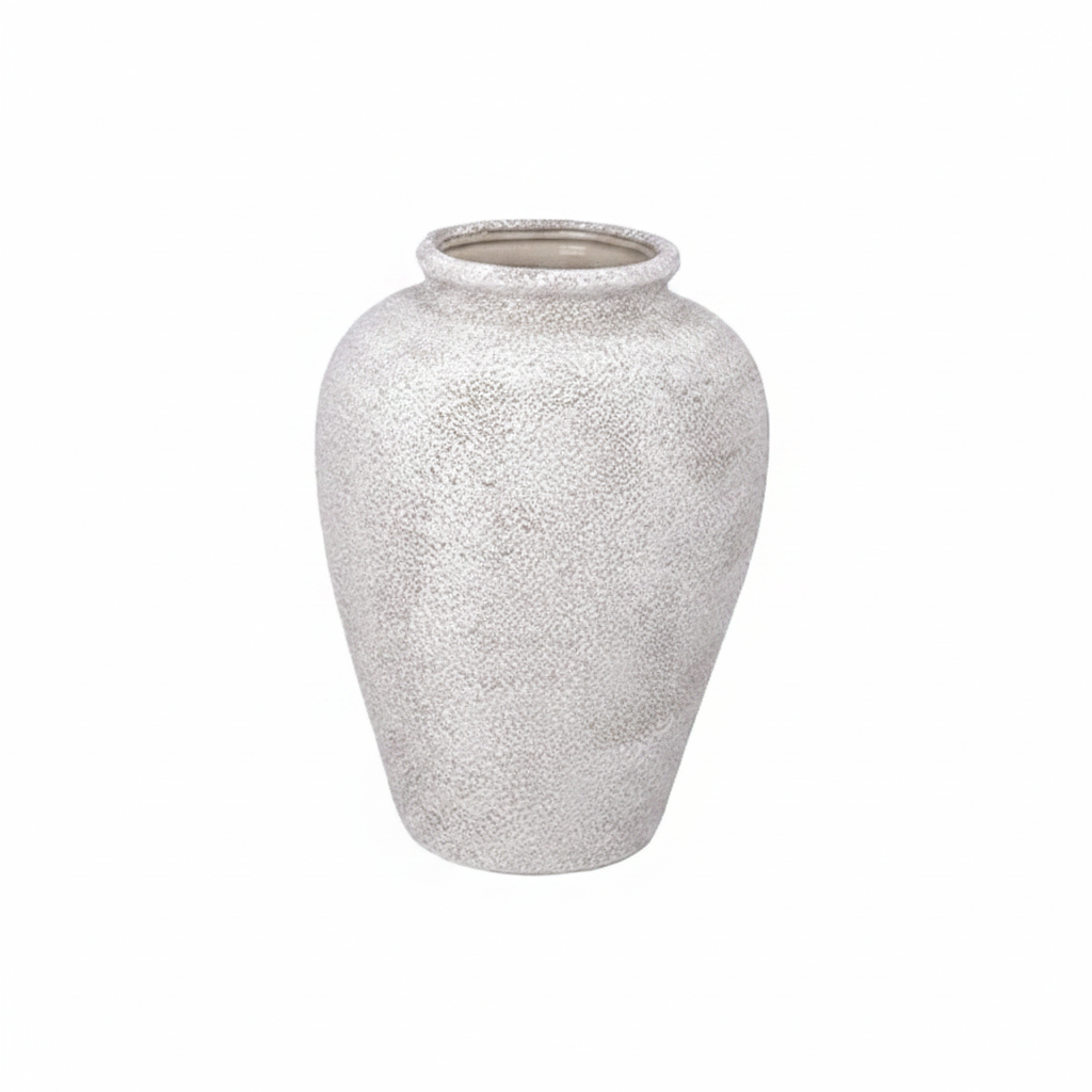 Dusti Ceramic Textured Vase with Rounded Body & Tapered Neck