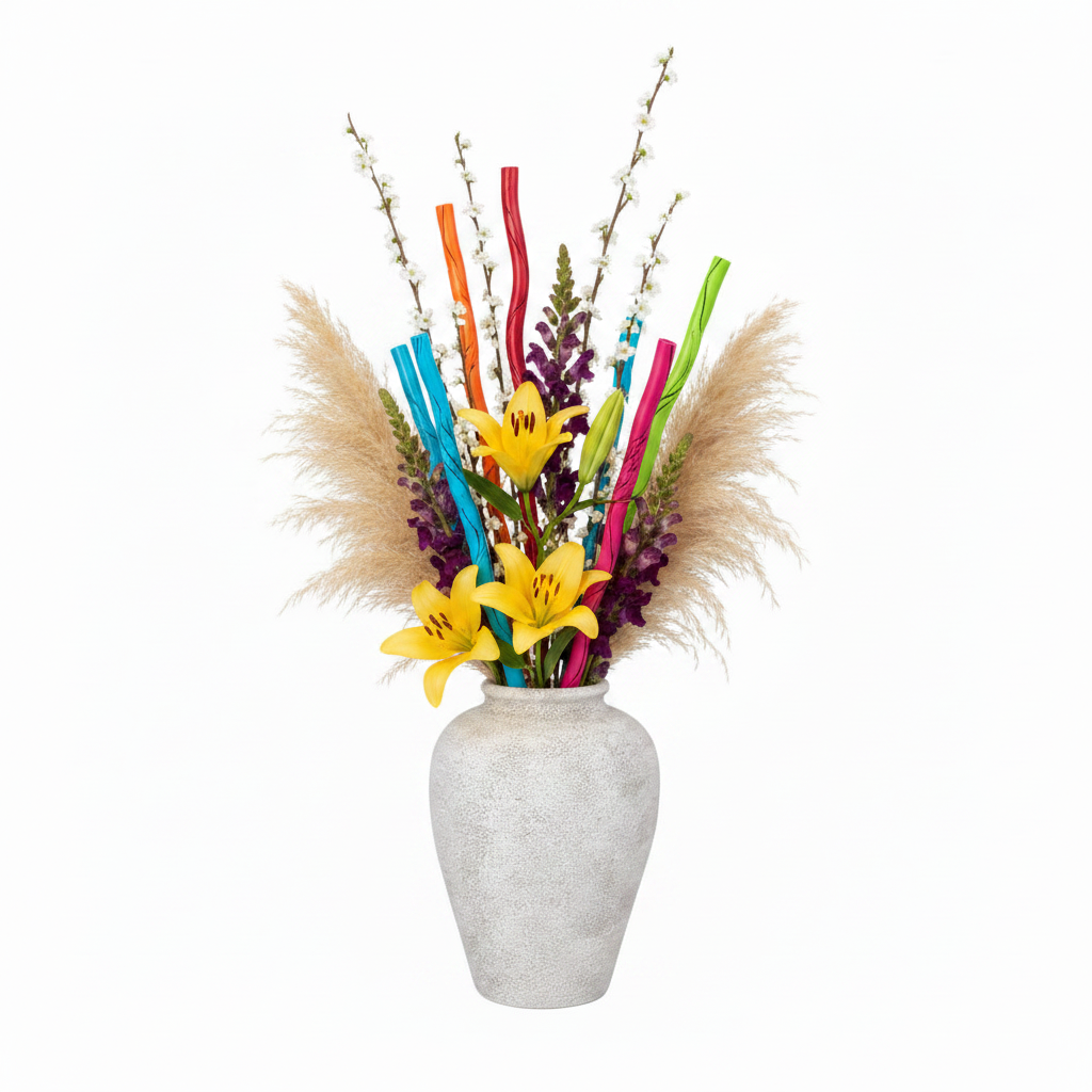 Dusti Ceramic Textured Vase with Rounded Body & Tapered Neck