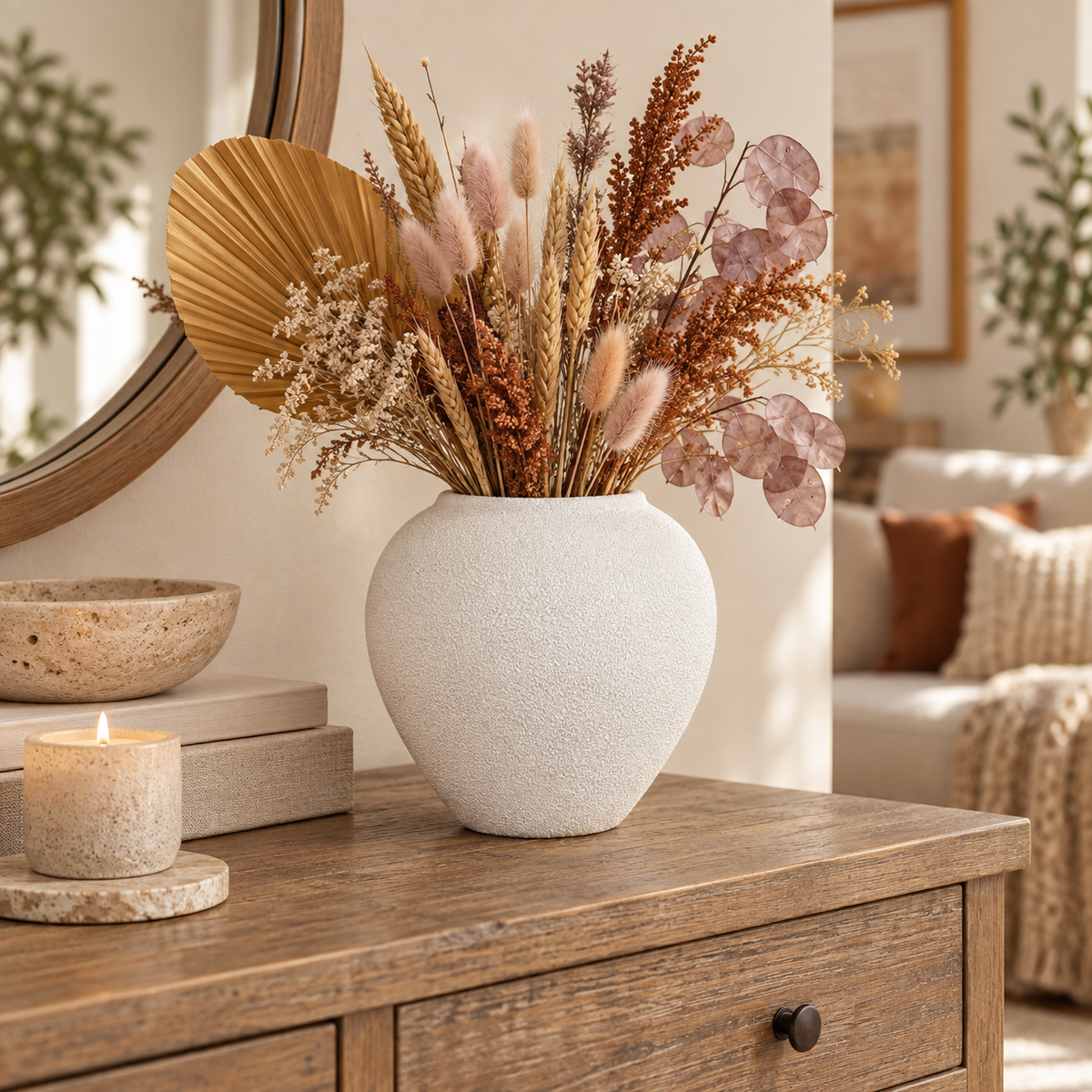 Adva Ceramic Rounded Matte Textured Vase