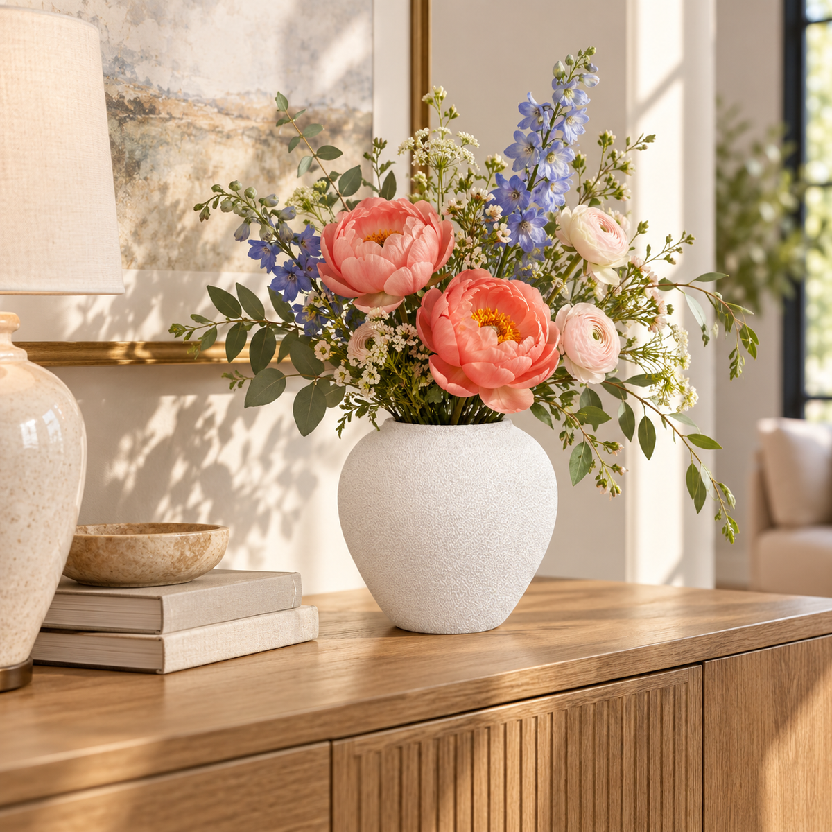 Adva Ceramic Rounded Matte Textured Vase
