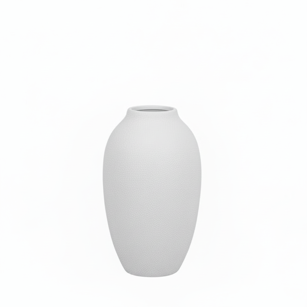 Laci Tall Ovoid Ceramic Vase with Textured Striations