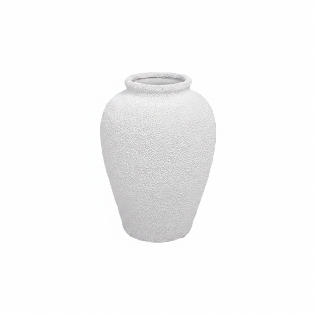 Dusti Ceramic Textured Vase with Rounded Body & Tapered Neck