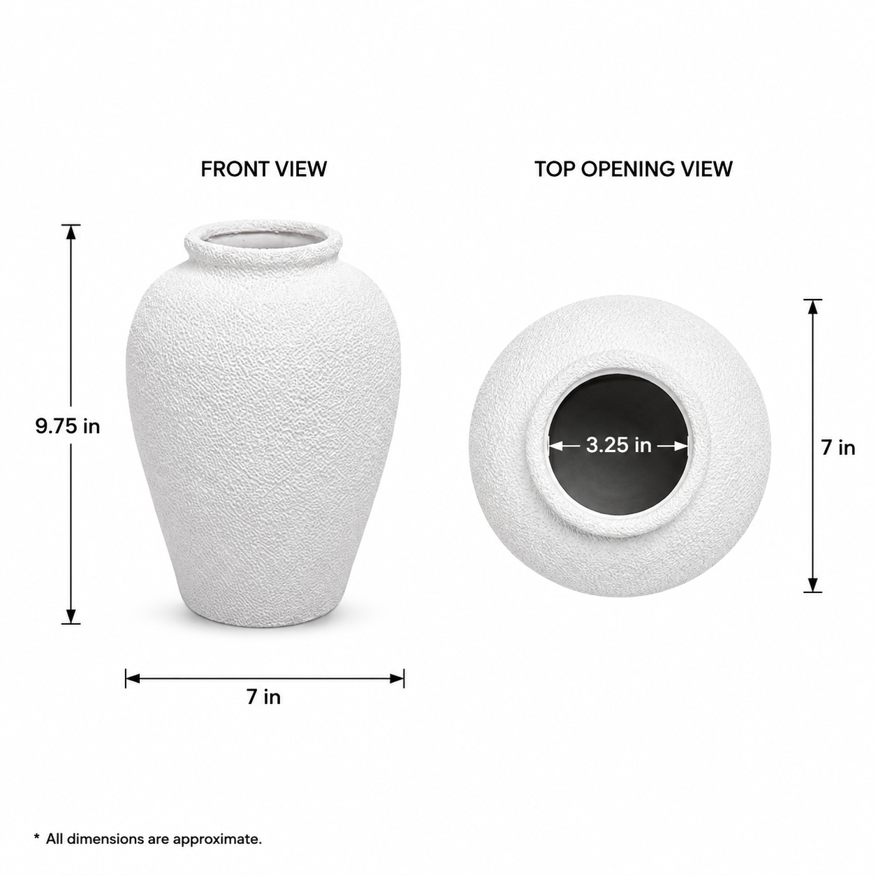 Dusti Ceramic Textured Vase with Rounded Body & Tapered Neck