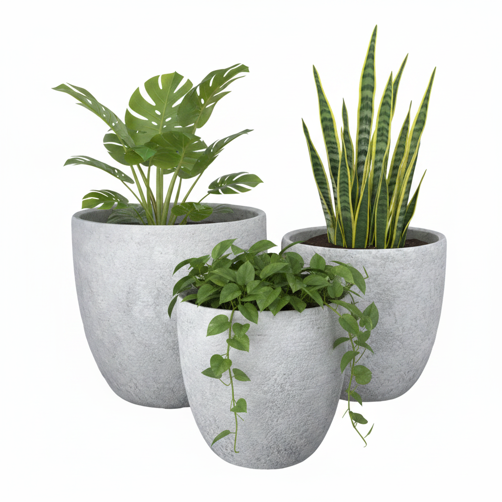 Azalea Handcrafted Cement Planter Set (Set of 3)