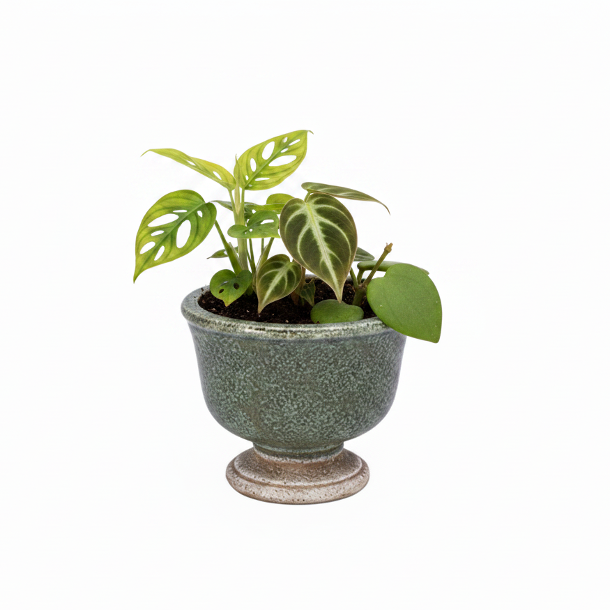 Sereia Pedestal Ceramic Planter with Layered Glaze