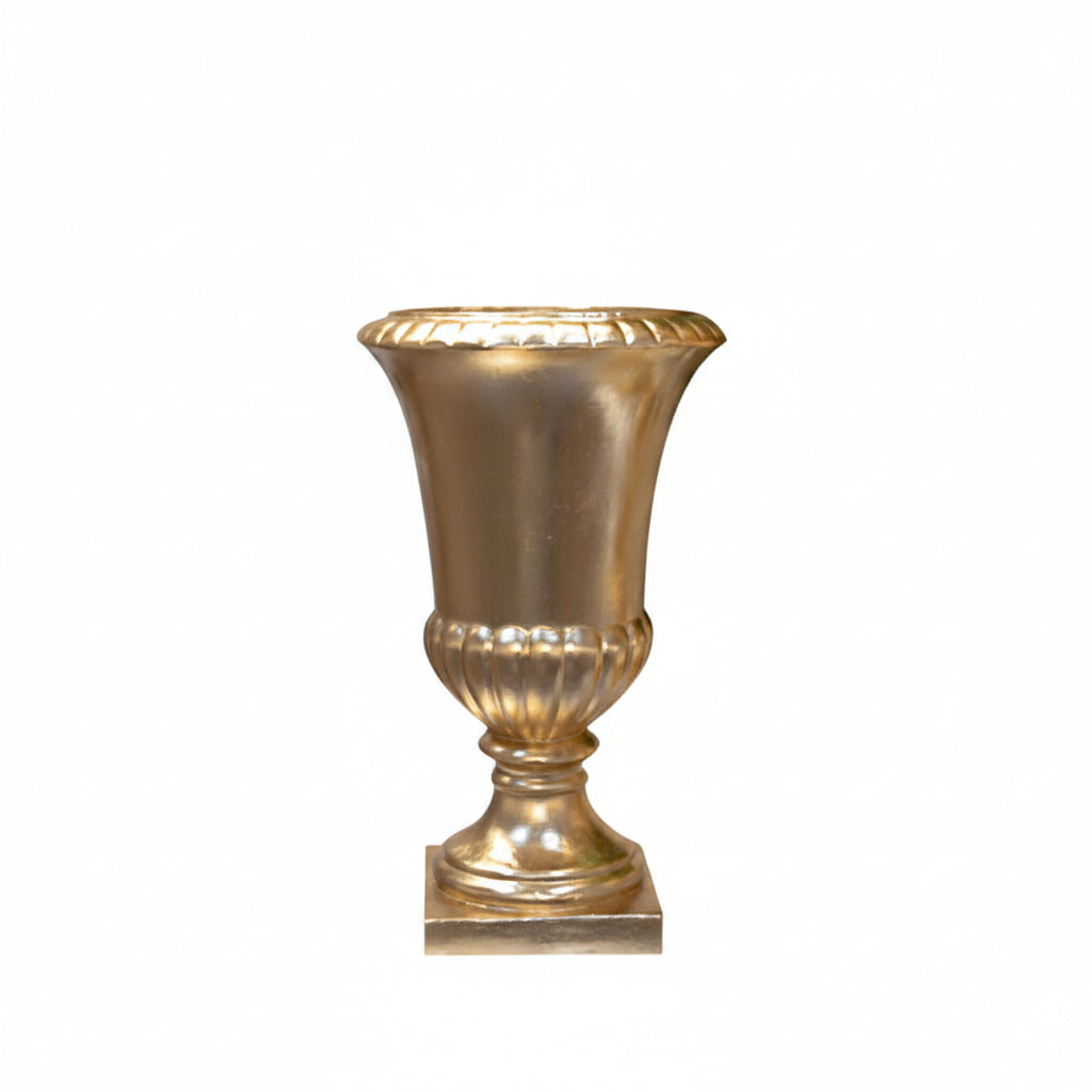 Quincy Fluted-Pedestal Fiberglass Urn - Small