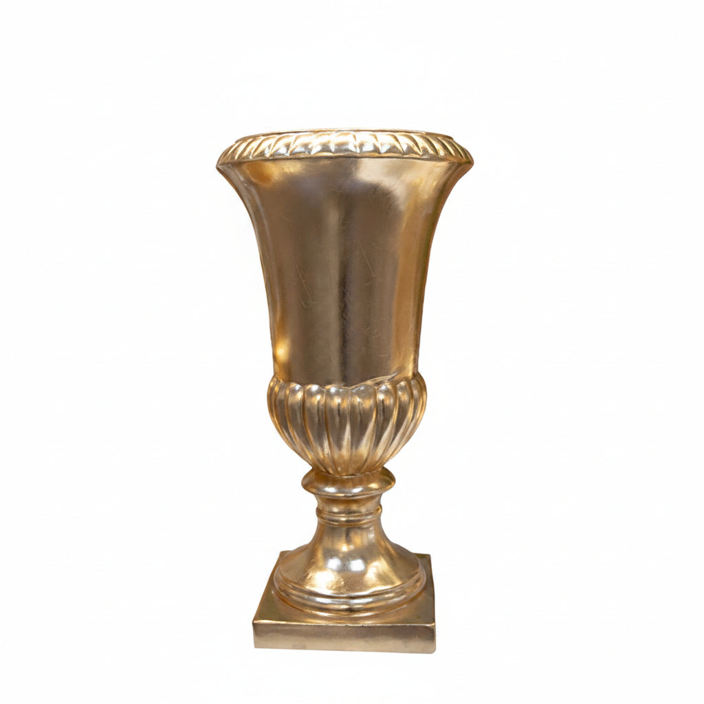 Quincy Fluted-Pedestal Fiberglass Urn - Medium