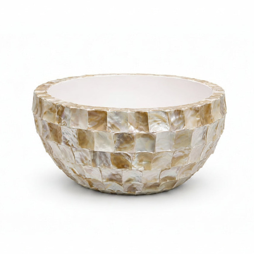 Eudora Opalescent-Tiled Fiberglass Bowl Planter