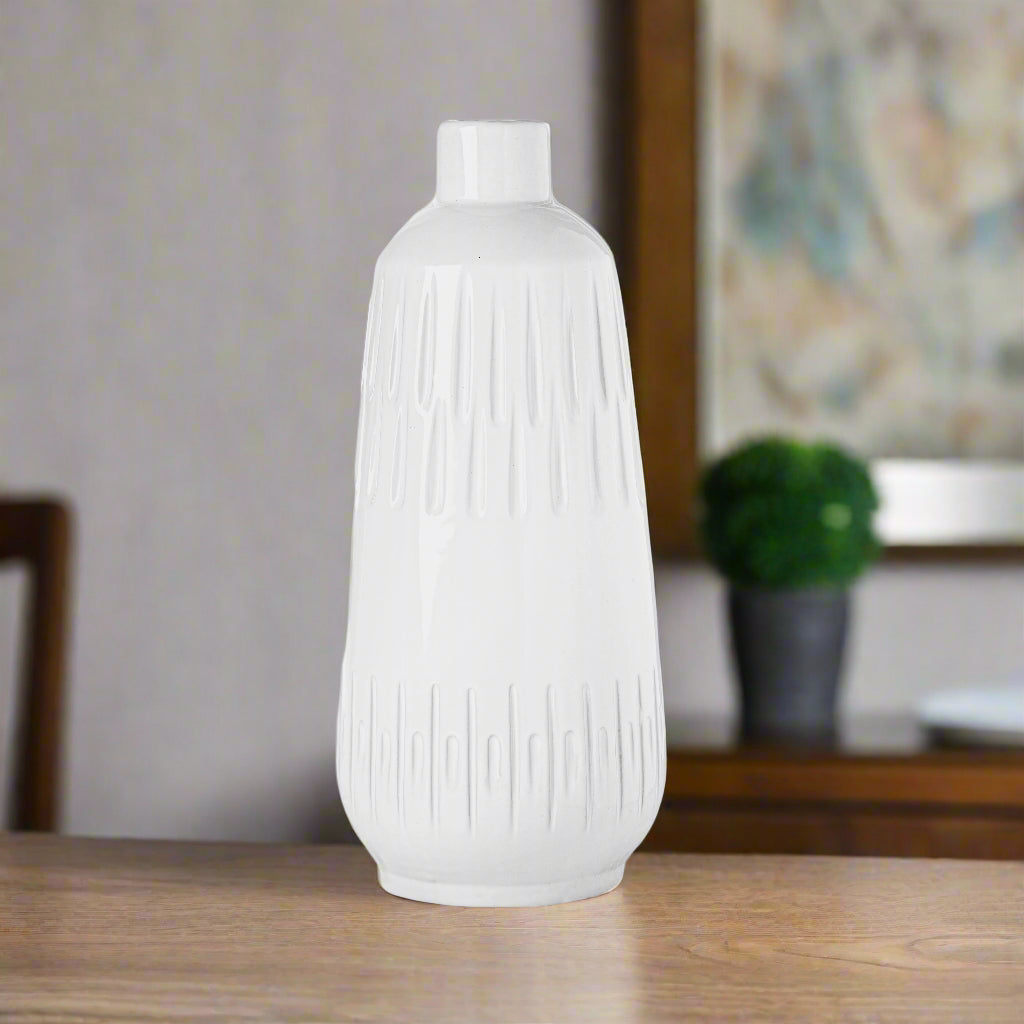 White textured vase on a white background