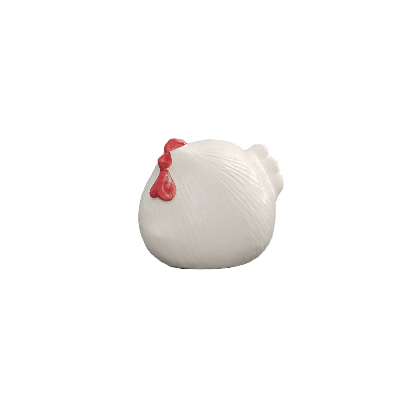 Giulia Ceramic Round Hen Figurine with Red Accents