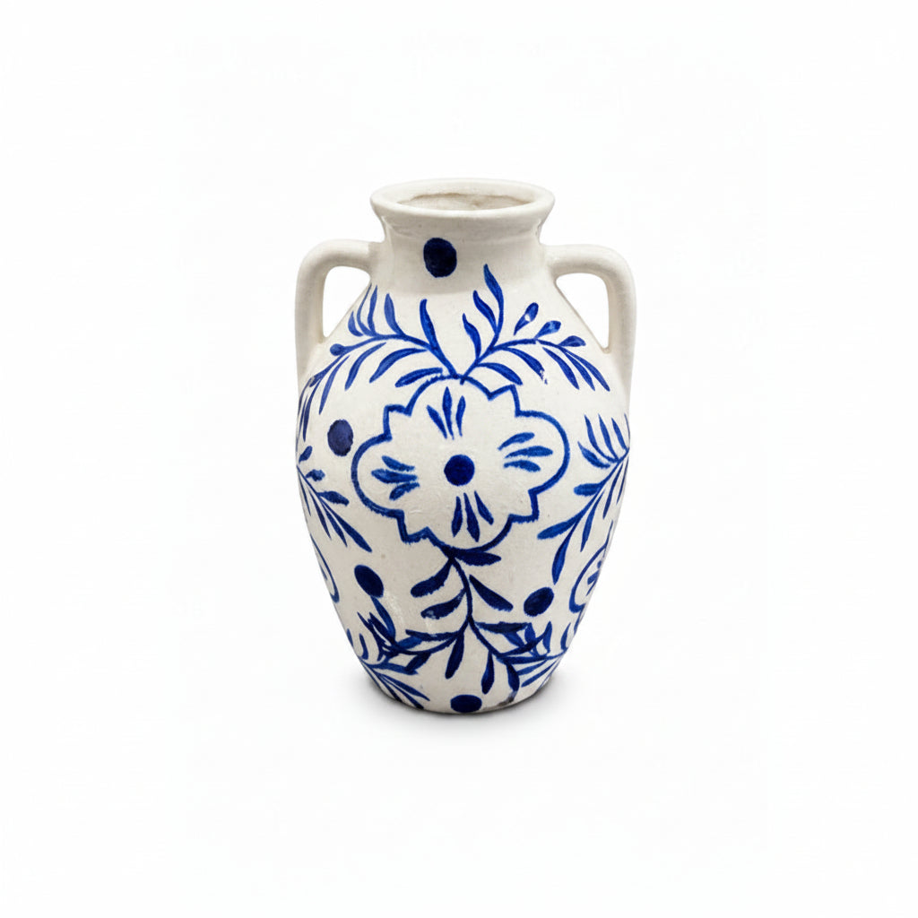 Dina Classic Chinoiserie Ceramic Handled Vase