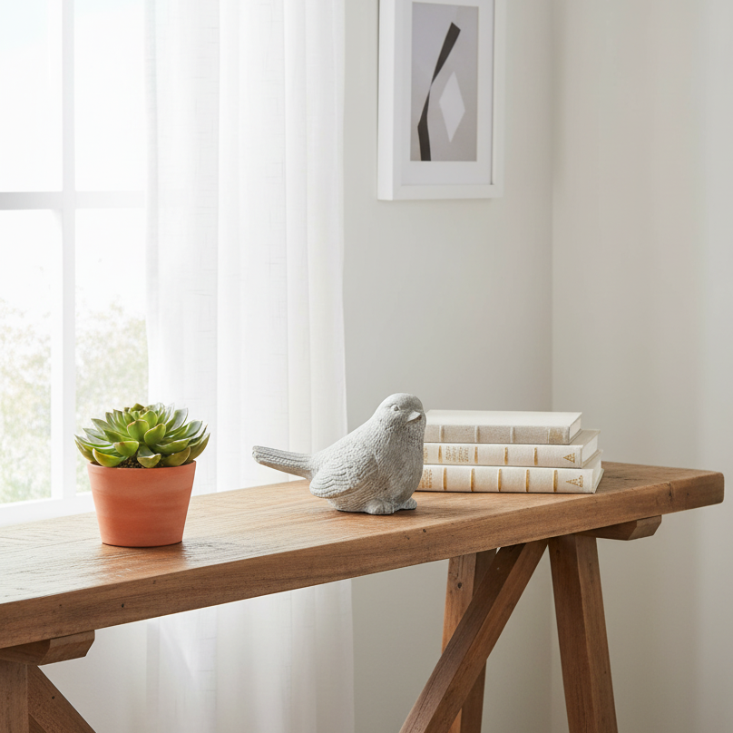 Cato Sitting Bird Cement Figurine