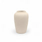 A small textured ceramic vase in a warm cream or off-white color, shown on a clean white background.