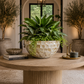 Eudora Opalescent-Tiled Fiberglass Bowl Planter