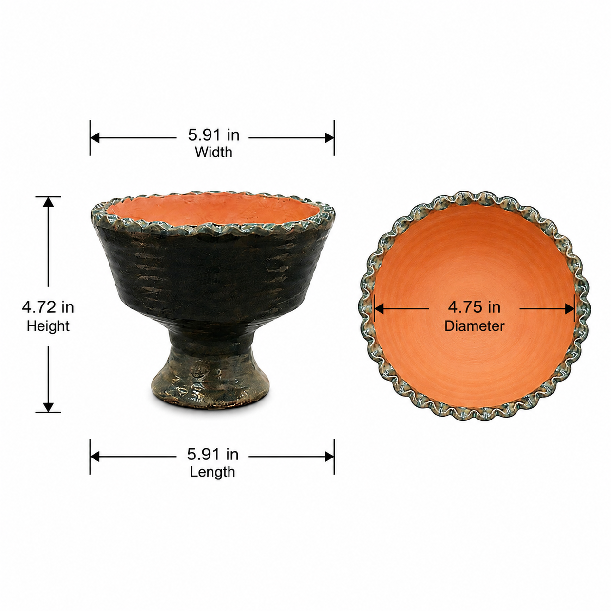 Fia Scalloped Ceramic Pedestal Planter