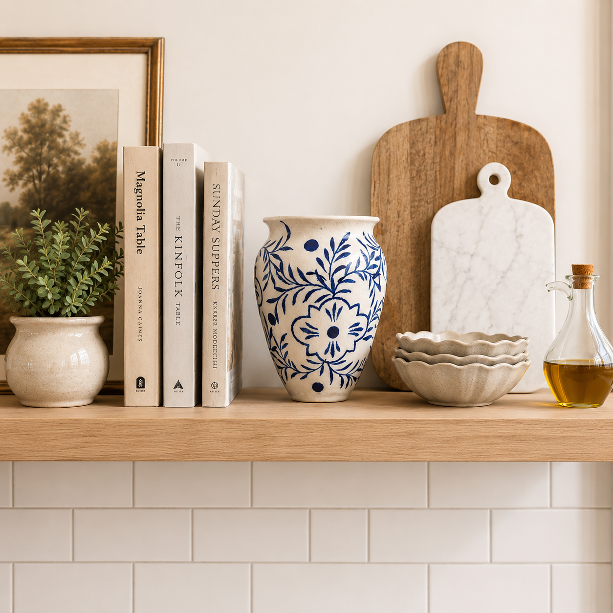 Aris Chinoiserie Flared Rim Ceramic Vase