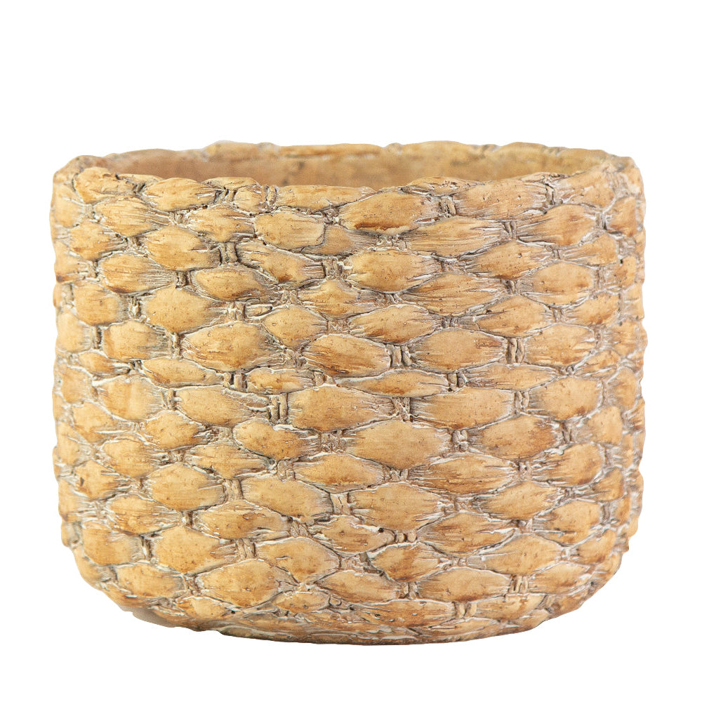 Marvella Terracotta Round Pot with Basket Weave Design