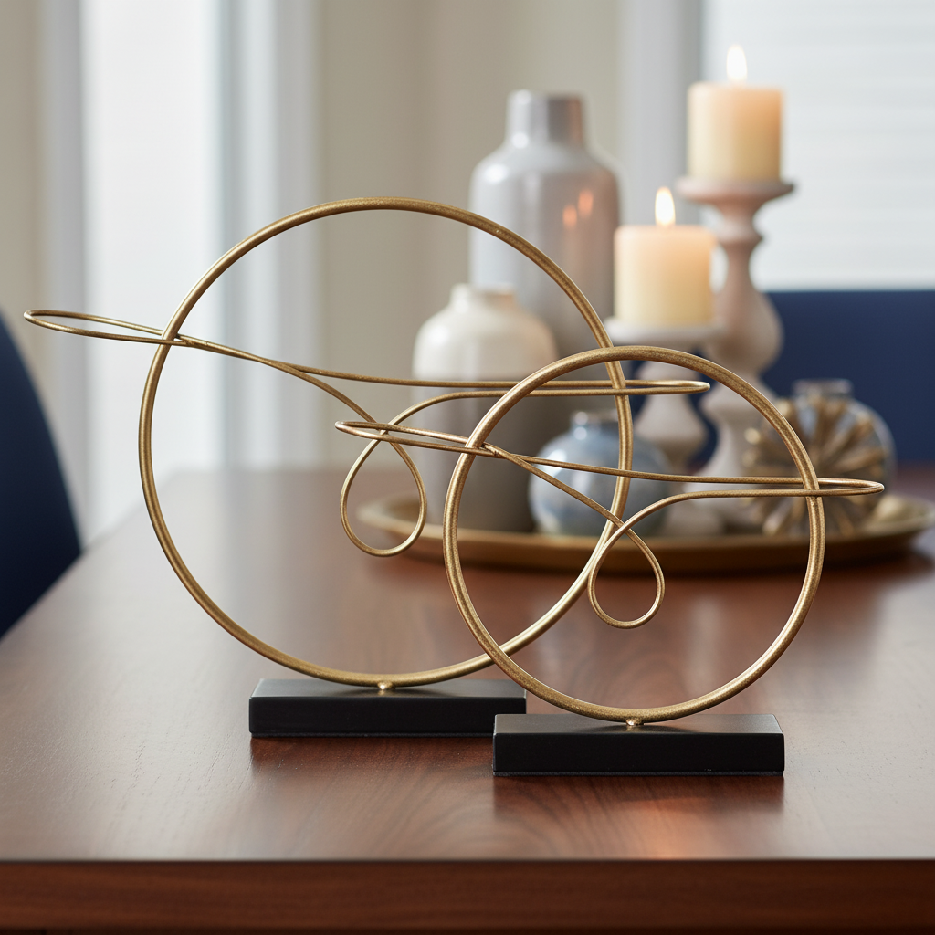 Alyssa Metal Round Table Ornament Set (Set of 2)