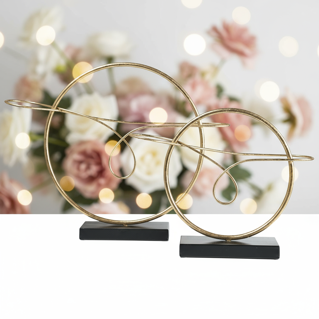 Alyssa Metal Round Table Ornament Set (Set of 2)