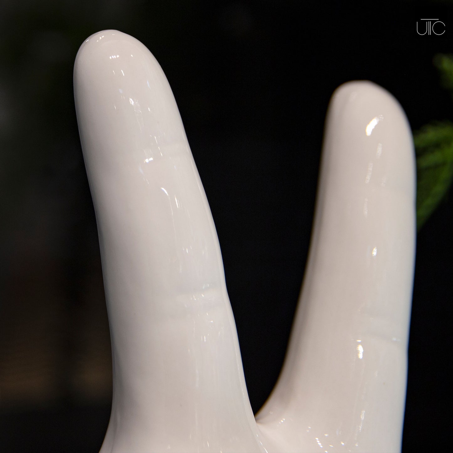 Xylah Ceramic "Peace" Hand Sign Tabletop Décor on Base