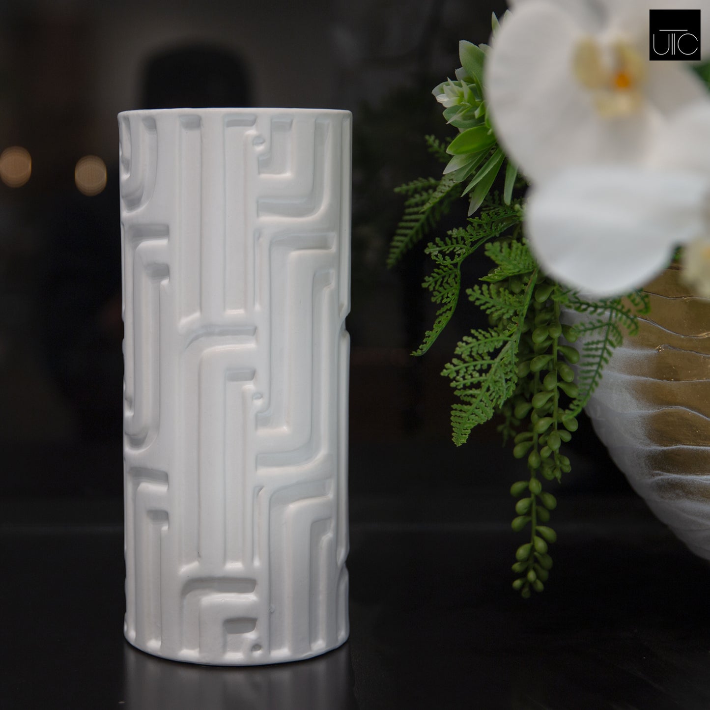 Mylan Abstract Embossed Ceramic Vase