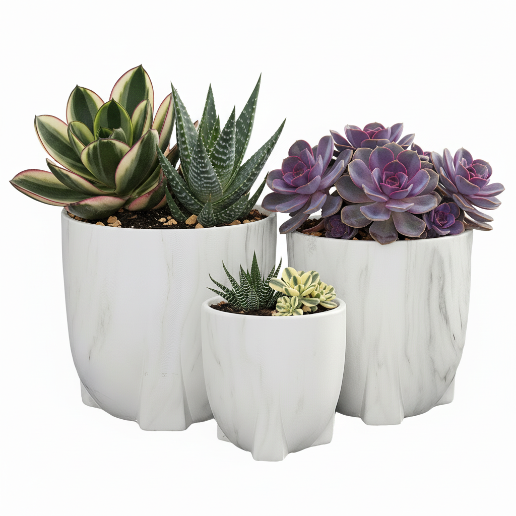 Myora Marble Tripod Planter Set (Set of 3)