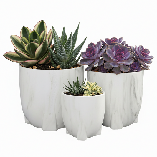 Myora Marble Tripod Planter Set (Set of 3)
