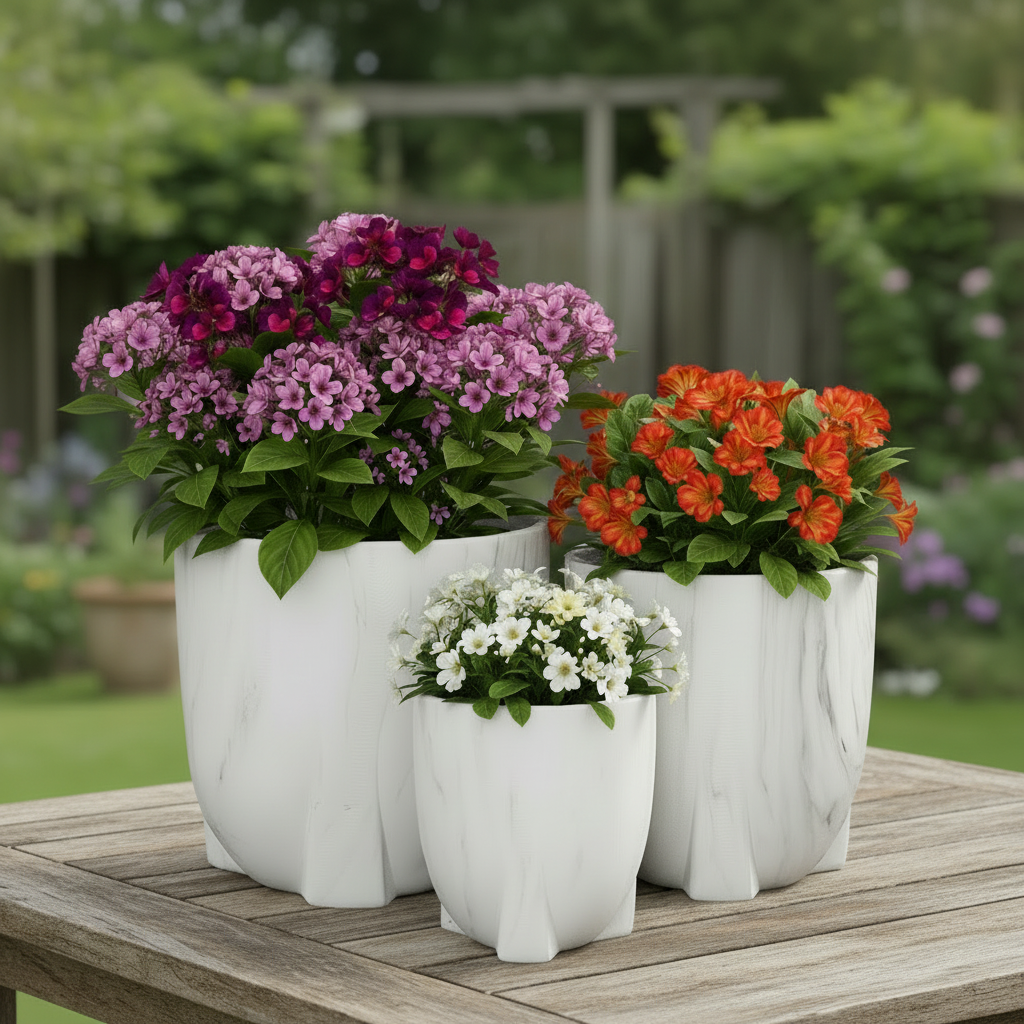 Myora Marble Tripod Planter Set (Set of 3)