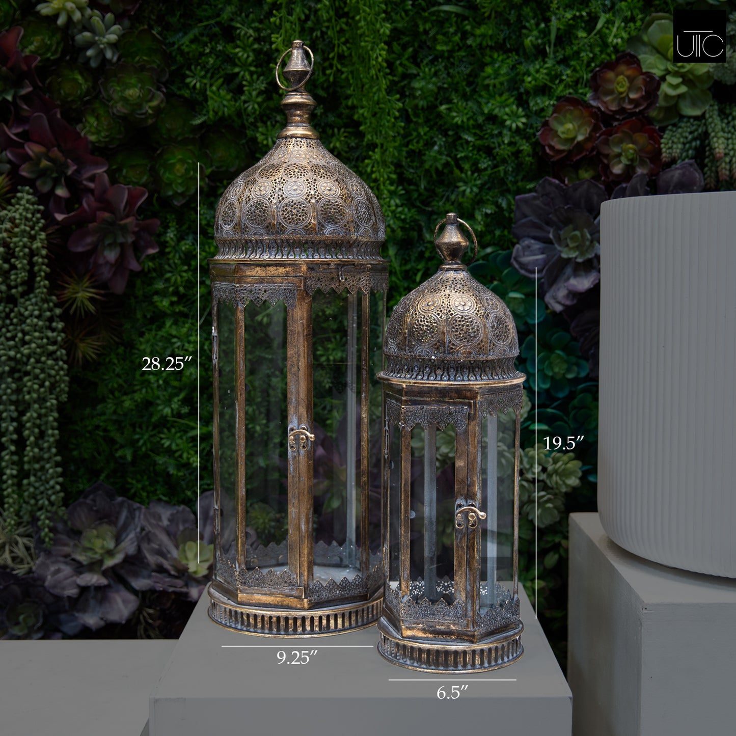Julien Luxurious Iron Glass Lanterns (Set of 2)