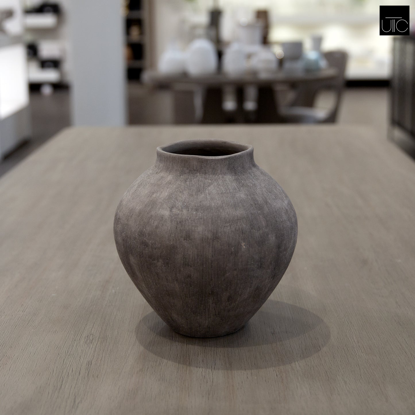 Pavati Handcrafted Egg-Shaped Terracotta Vase with Ribbed Texture