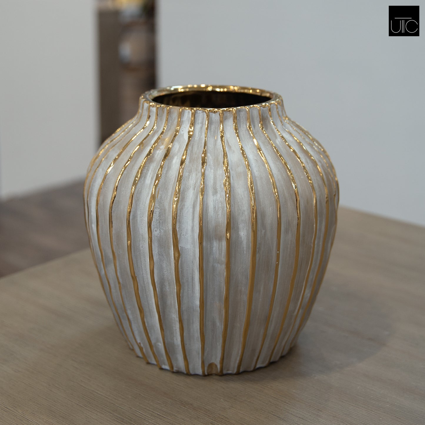 Darice Ribbed Ceramic Decorative Vase