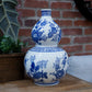Ceramic Chinoiserie Ginger/Temple Jar Gloss Finish Blue&White-14.00"H