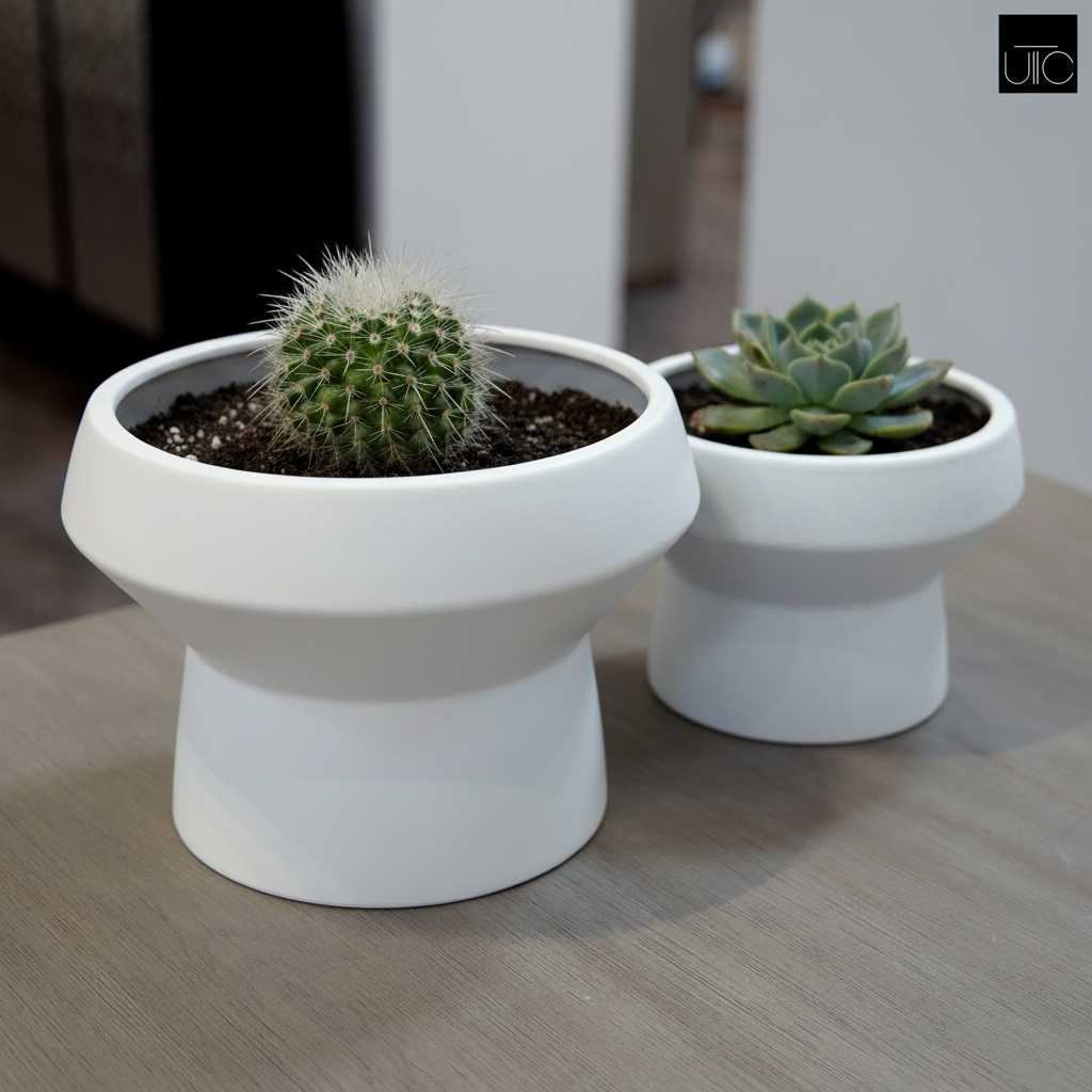 Roza Architectural Pedestal Ceramic Planter (Set of 2)