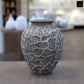 Yeva Ovoid Cement Vase with Diamond-Lattice Texture