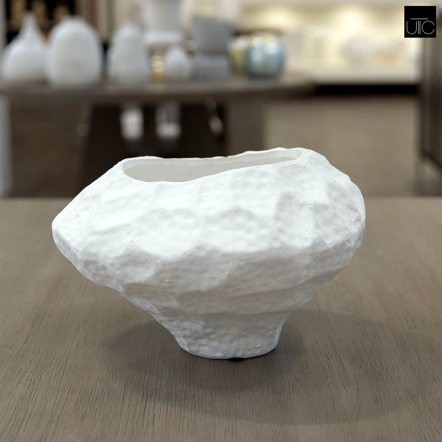 Lana Faceted Ovoid Cement Vase