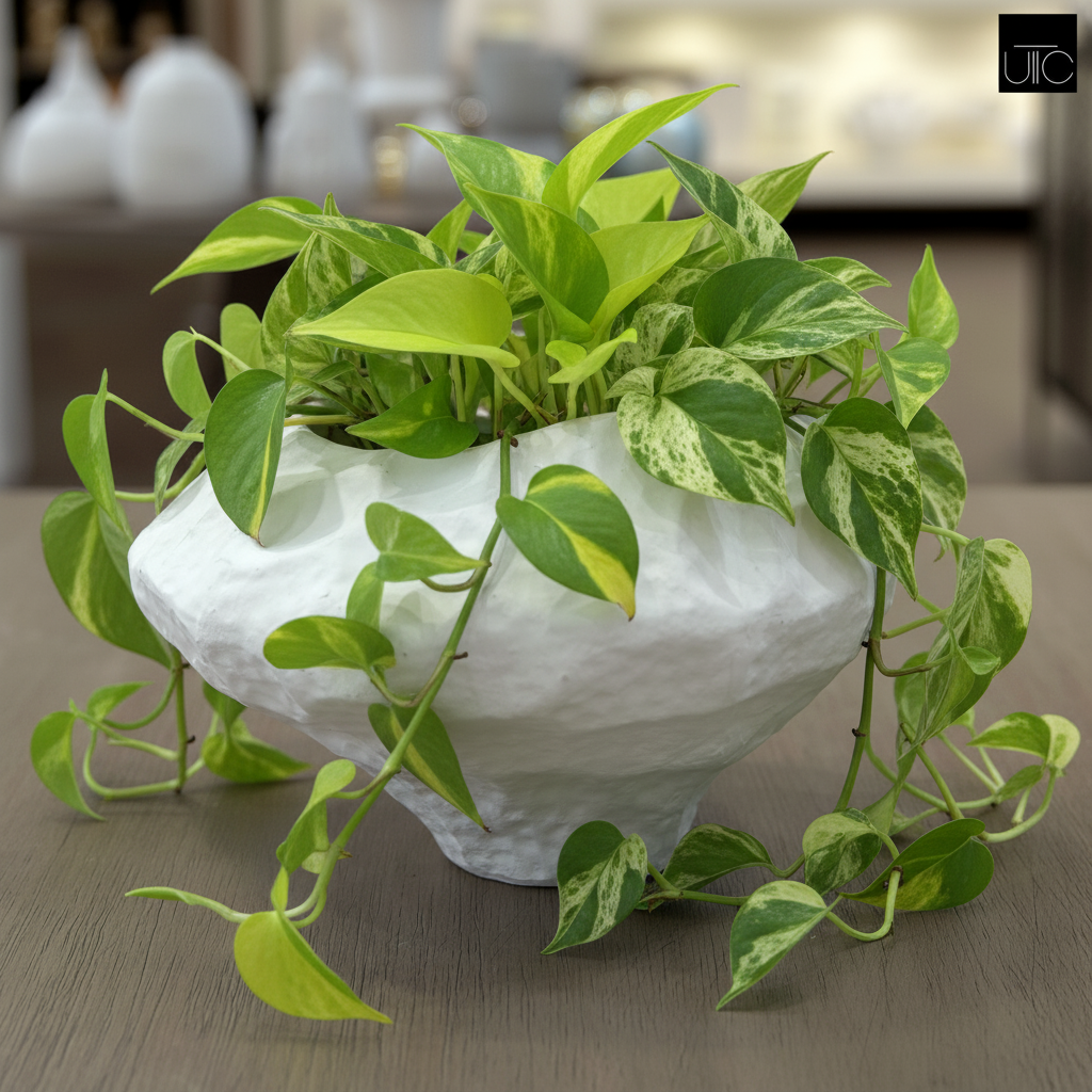 Lana Faceted Ovoid Cement Vase