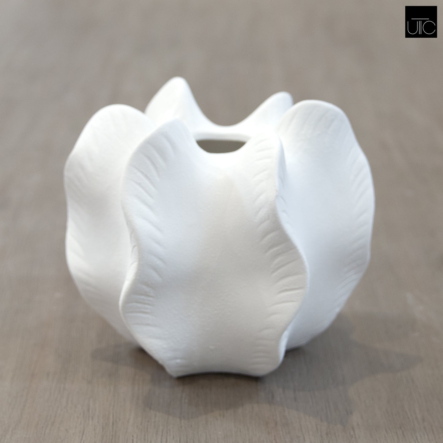 Freya Four-Lobe Sculptural Ceramic Vase with Draped-Leaf Texture