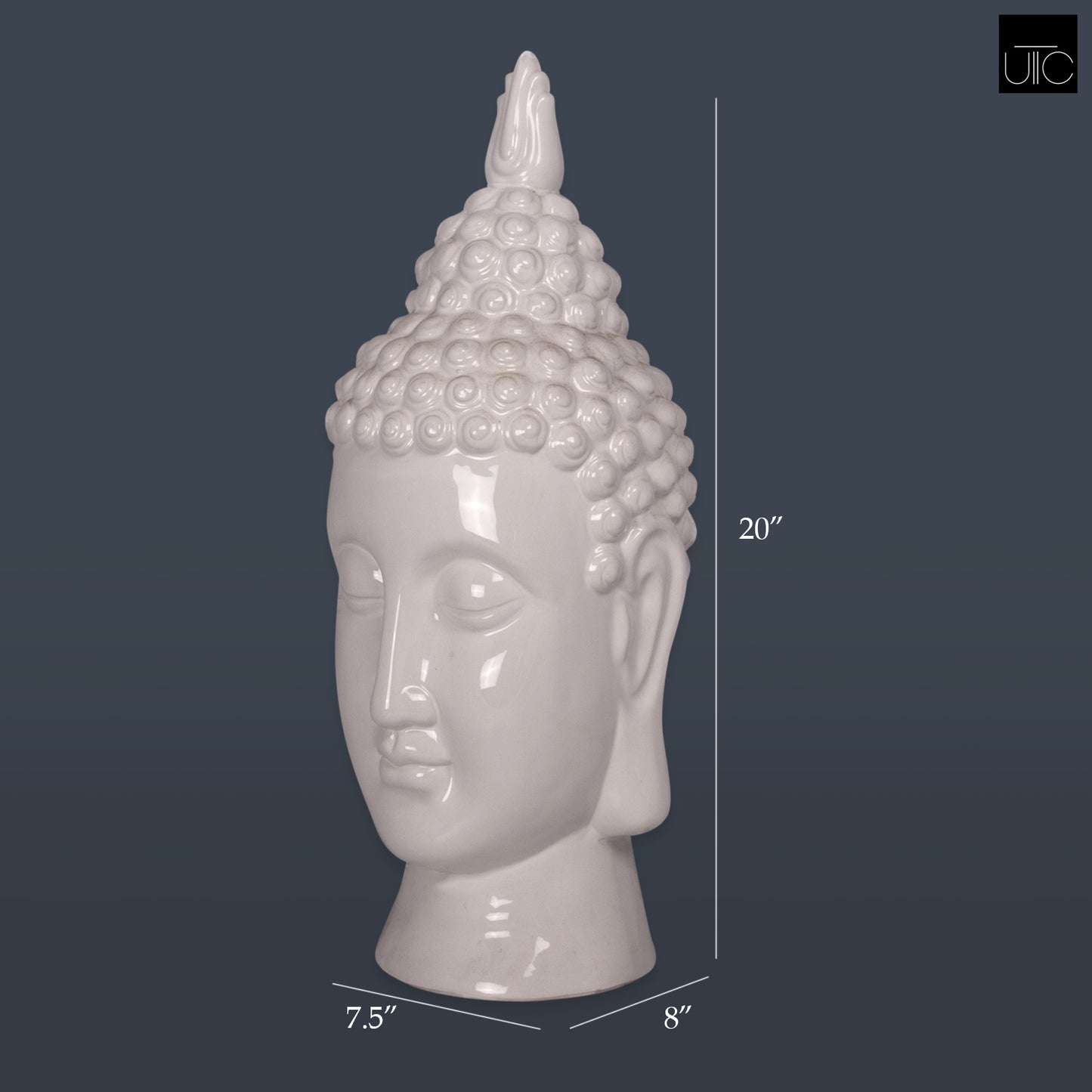 Sayuri Gloss White Buddha Head Sculpture