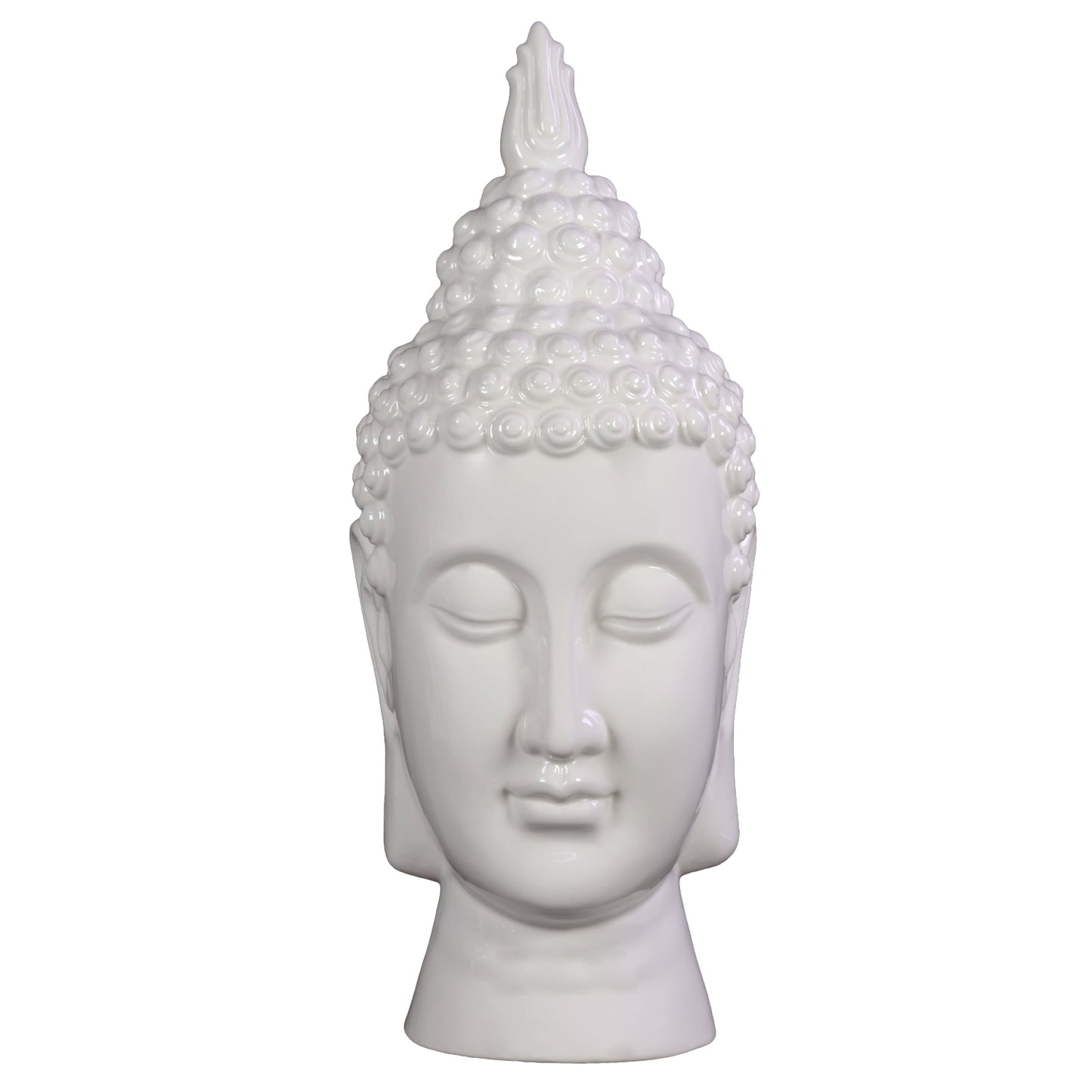 Sayuri Gloss White Buddha Head Sculpture