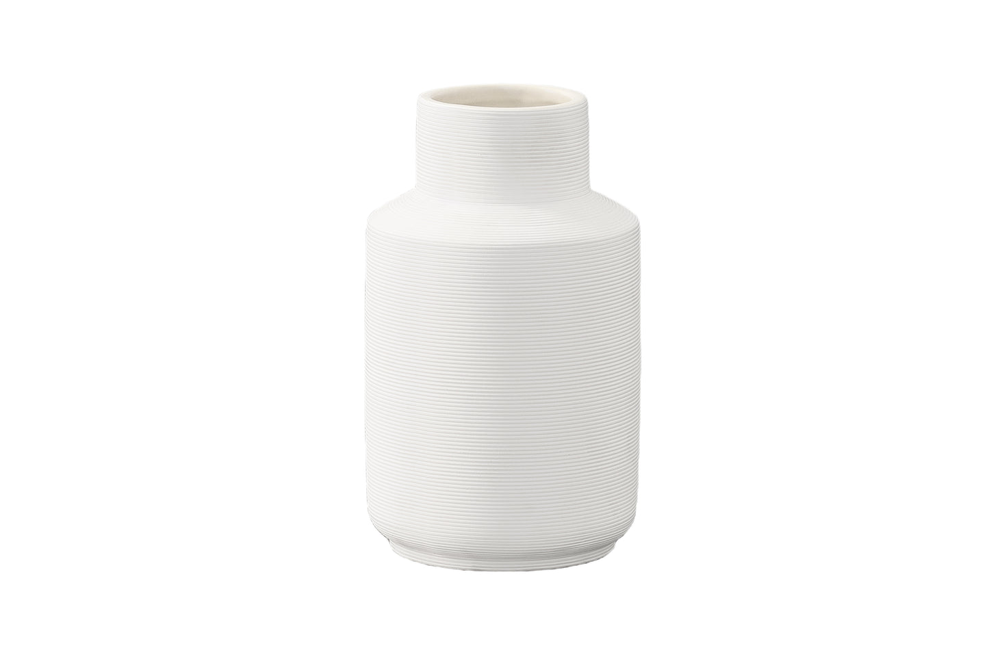 Ceramic Vase Combed Coated Finish White
