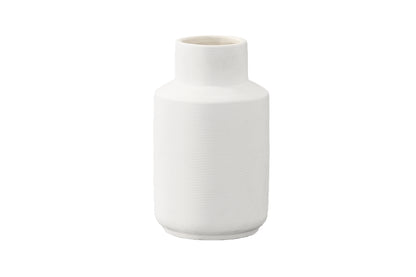 Ceramic Vase Combed Coated Finish White