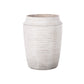 Addie Cement Round Pot with Embossed Stripe Pattern Design