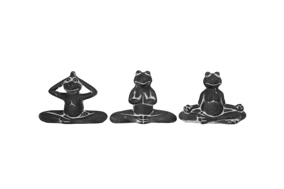 Lettie Cement Meditating Frog Figurines (Set of 3)