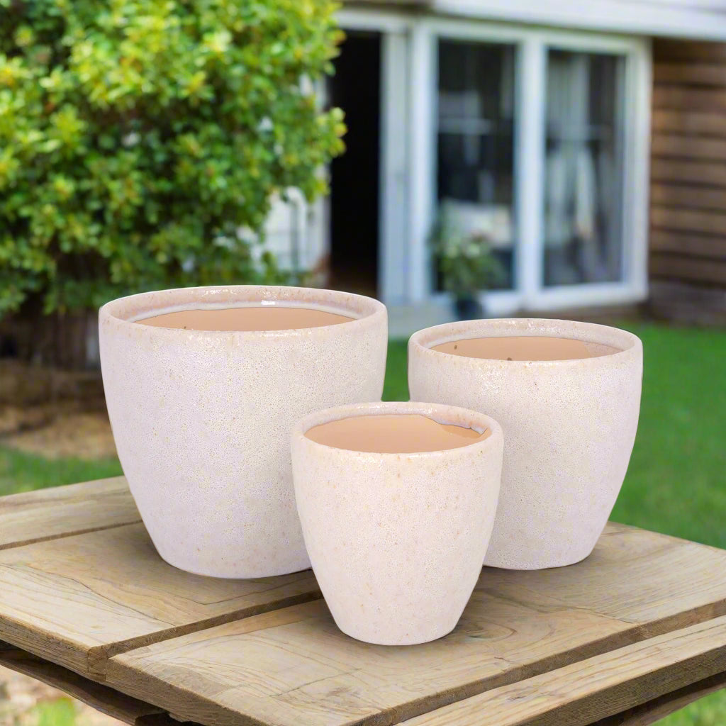 Zyric Lava Texture Ceramic Amphora Pots (Set of 3)
