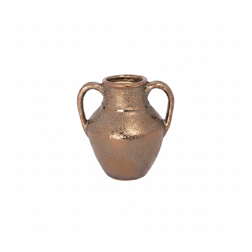 Dorli Ceramic Amphora Vase with Decorative Handles & Lava Texture