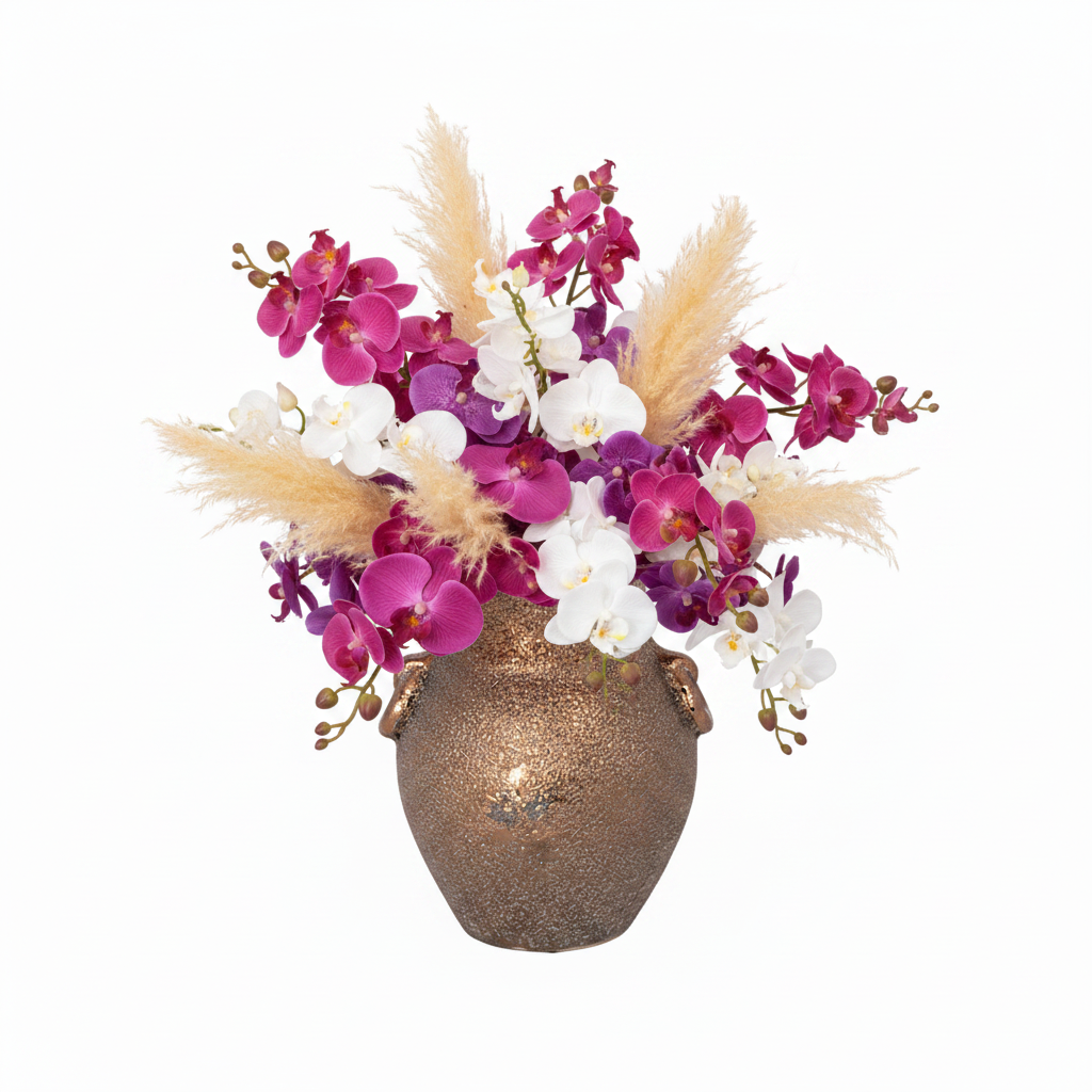 Silvania Ceramic Lava Texture Amphora Urn Vase with Decorative Loop Handles