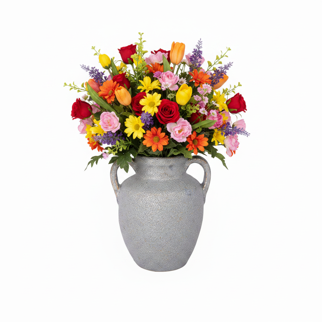 Finja Ceramic Amphora Vase with Lava Texture