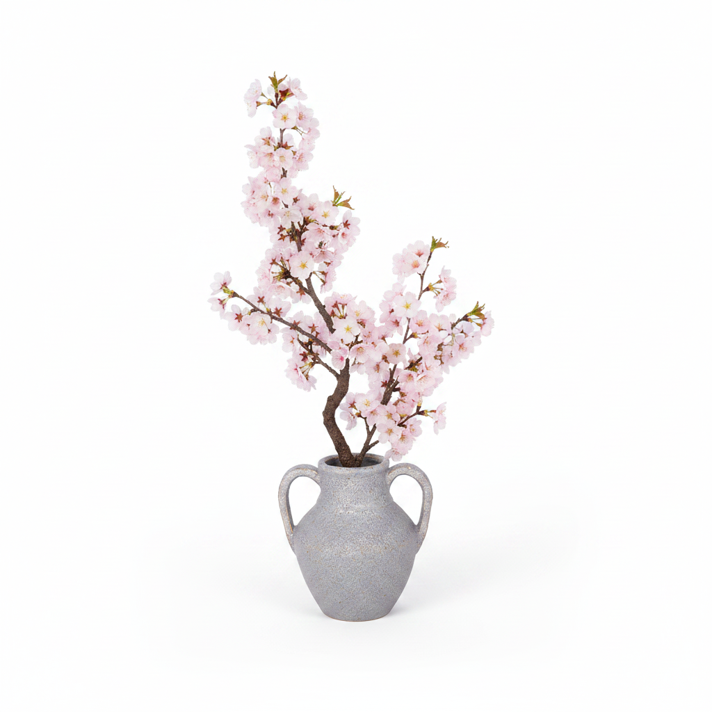 Dorli Ceramic Amphora Vase with Decorative Handles & Lava Texture