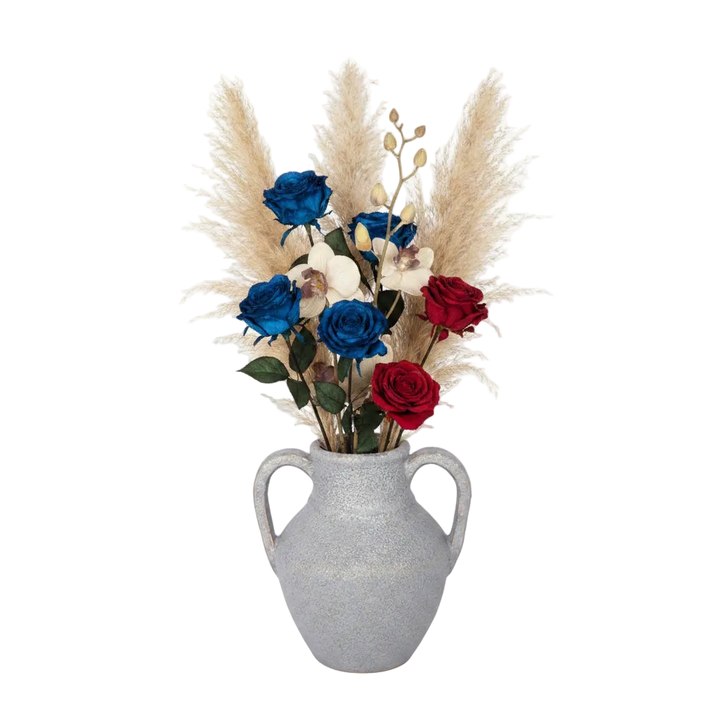 Dorli Ceramic Amphora Vase with Decorative Handles & Lava Texture